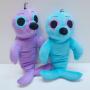 Plush Seal w/Big Eyes- 15 Inches- Purple and Blue Assorted