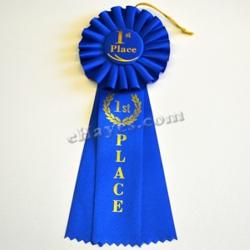 Competition Rosette- 1st Place- Blue- 10.5 Inches Long