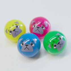 Flashing Pug Dog Ball- 55mm-  2 Asst Colors