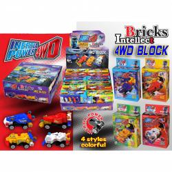 Block Assembly Race Cars- Pull Back Action- 70 Piece Average