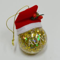 Aunt Christmas Ornament- Glitter Ball Design- 2 Inch Diameter- Closeout