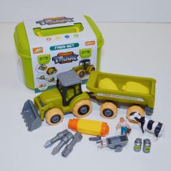 DIY Farm Tractors w/ Trailer in Carrying Case w/Tools and Accessories- 11 Inch Set