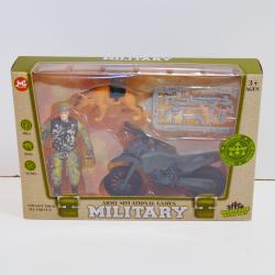 Army Playset- 4 Inch Figurine w/Motorcycle, Dog and Guns