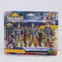 Army Figurine Set - 3 Pack of 4 Inch Figurines w/ Accessories- Blister Carded