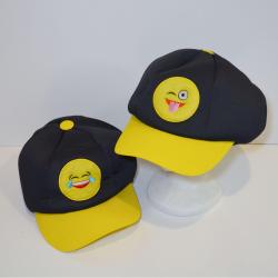 Oversized Emoji Baseball Cap- Black w/ Yellow Brim- 3 Assorted Emoji Designs