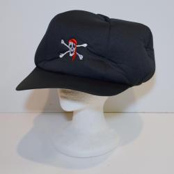 Oversized Pirate Baseball Cap- Black and White w/ Jolly Roger Design