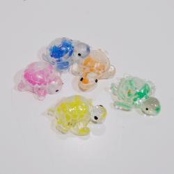 Mini Soft Squish Turtles- Clear w/ Colored Beads- 2 Doz Dsp Box- Green, Purple, Blue, Pink Asst