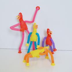 Telescopic Squeaking Chicken- w/ Bendable Arms and Legs- 24 Pc Dsp Box