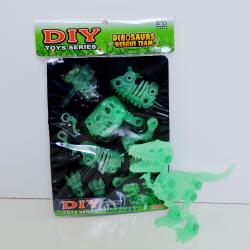 Build a Dinosaur Set- Glow in the Dark- Carded- 9 Inches Head-to-Tail