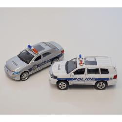 Die Cast Police Vehicles w/Light and Sound- Pull Back- 4.5 Inch- Assorted- 1 Doz Dsp Box- 1:36 Scale
