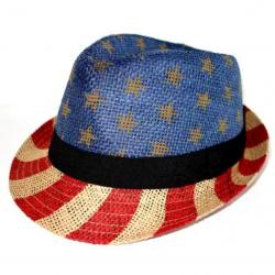 American Flag Fedora- Mesh Material w/ Weathered Look