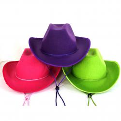 Neon Dayglo Cowboy Hat- 3 Asst Colors- Pink / Green / Purple