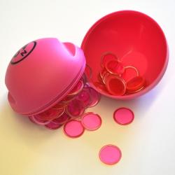 Pink Bingo Ball Magnet w/100 Chips