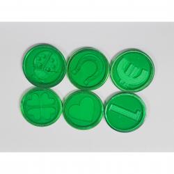 Green Magnetic Chips w/ Embossed Lucky Charm Designs- 100 Count Bag