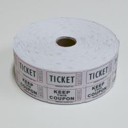 White Roll Tickets- Double Coupon 2000 Double Tickets Per Roll
