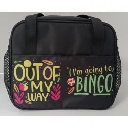 Zippered Bingo Kit w/ Out of My Way Graphic- Plus 2 Velcro Pockets and 2 Dabber Pockets