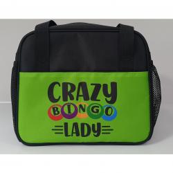 Zippered Bingo Kit w/ Crazy Bingo Lady Graphic- Plus 2 Velcro Pockets and 2 Dabber Pockets