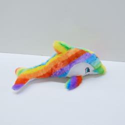 Medium Plush Rainbow Dolphin- 15 Inch- High Pile Rainbow Plush