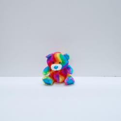 Medium Plush Rainbow Bear- 11 Inch Sitting- High Pile Rainbow Plush