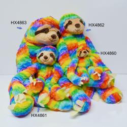 Extra Large Plush Rainbow Sloth- 28 Inch- High Pile Material w/ Velcro Hands