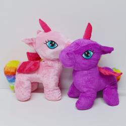 Large Plush Unicorn w/Rainbow Accents- 17 Inch- Pink and Purple Assorted