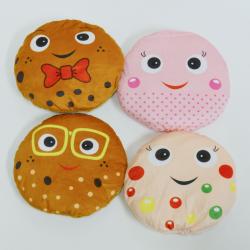 Small Plush Smile Face Cookies- 7 Inch Diameter- 3 Asst Colors