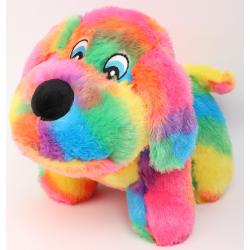 Medium Rainbow Plush Dog- Sitting- 10 Inch