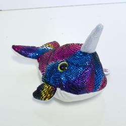 Medium Plush Narwhal- 8 Inch- Shiny Material