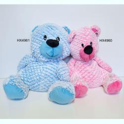 Giant Bear with White Trim- Blue and Pink Asst- 19 Inch Sitting