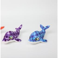 Medium Plush Checkered Dolphin- 10 Inch- Purple/Blue Asst