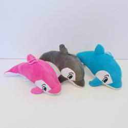Small Plush Dolphin- 9 Inch Pink/Blue/Gray Assorted
