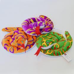 Small Plush Coiled Snake- 6 Inch Diameter- 3 Assorted