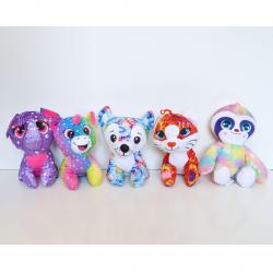 Medium Plush Animal Assortment- Bright Colors- 8 Inch- 5 Assorted