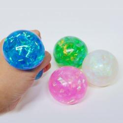 Ribbon Squish Ball- Asst Colors- 1 Doz Dsp- Each w/"Code 18" Instead of UPC Code