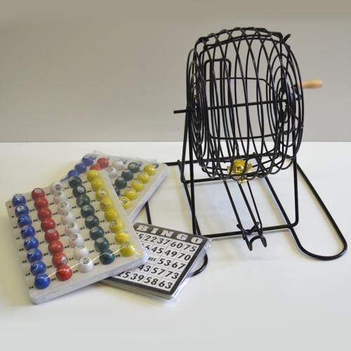 Black Plastic Coated Bingo Cage with Masterboard and Cards Balls 